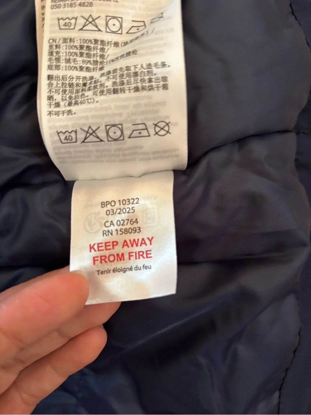 Reima Mutka Kids Navy Winter Parka Faux Fur Hood Size 86, 18 to 24M